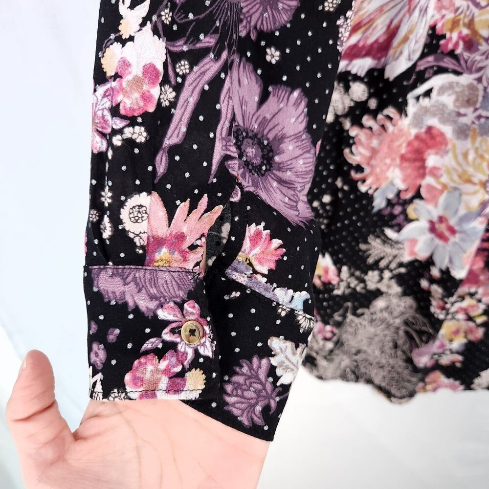 Anthropologie Maeve Autumnal Tunic Top Size XS Button Up Oversized Floral Boho - Picture 13 of 15